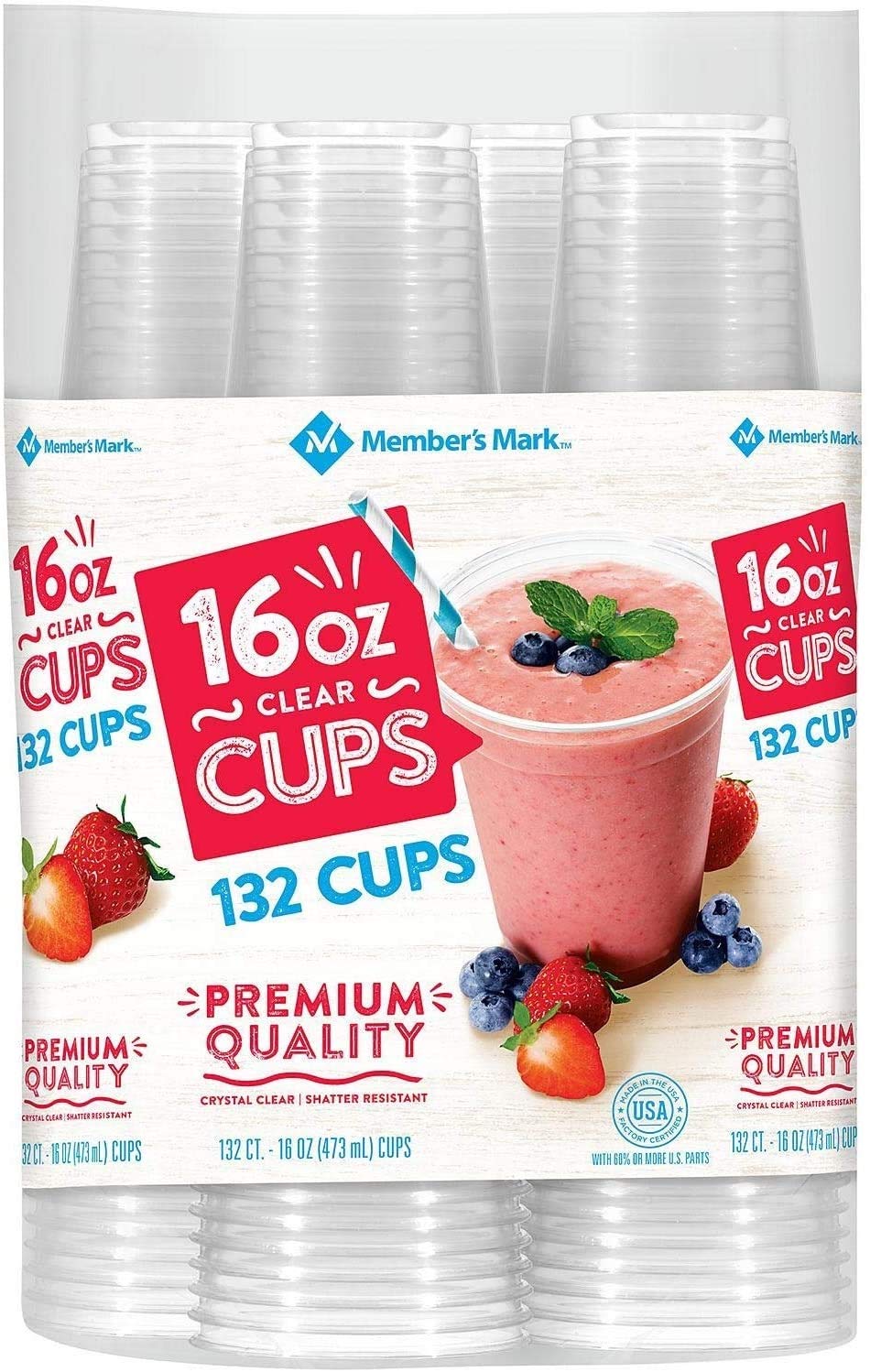 An Item of Member's Mark Clear Plastic Cups (16 oz,132 ct.) - Pack of 1 - Bulk Disc