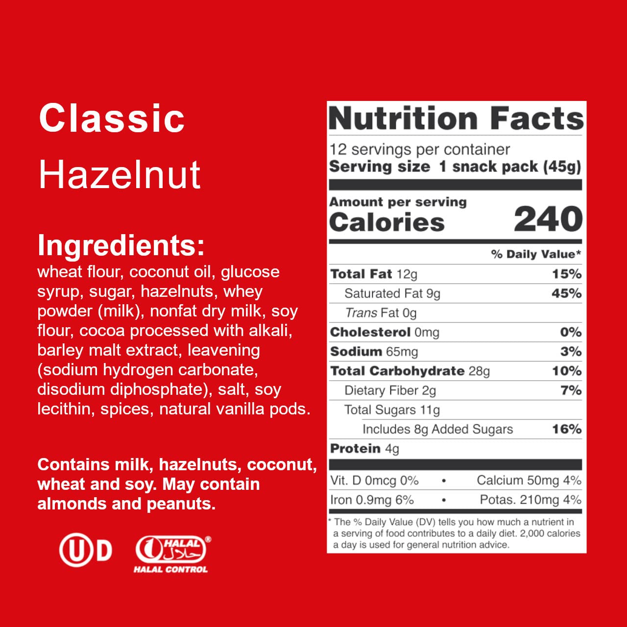 Loacker Premium Hazelnut Wafer Cookies| Multipack of 12 snacks | Crispy wafer fingers with creme-filling | 100% Italian Hazelnuts |Non GMO | No artificial flavorings, added colors or preservatives | perfect snack for lunchbox & coffee break 19.05 oz