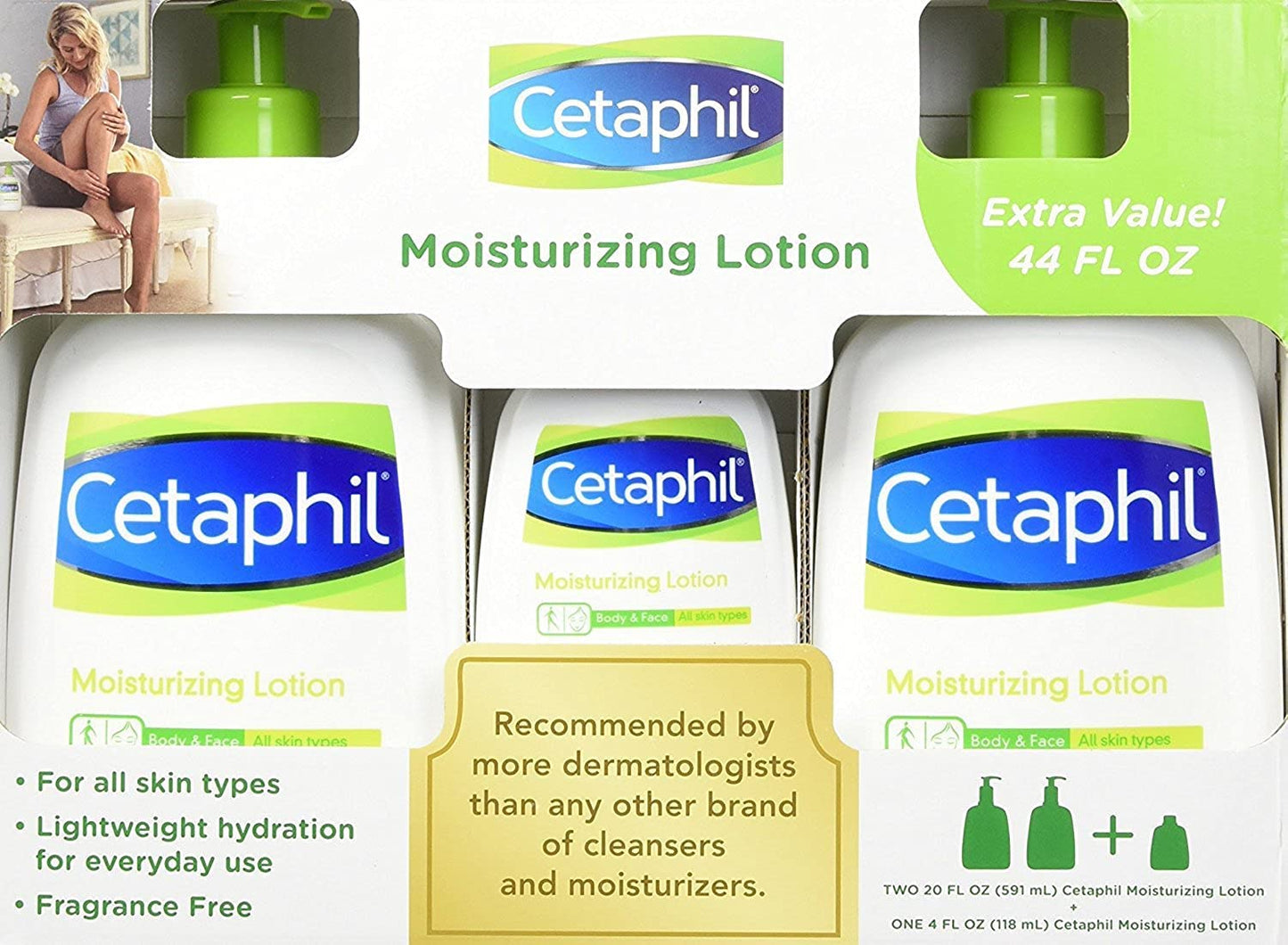 Cetaphil Mositurizing Lotion 2 X 20 Fluid Ounce with 4 Ounce Bonus