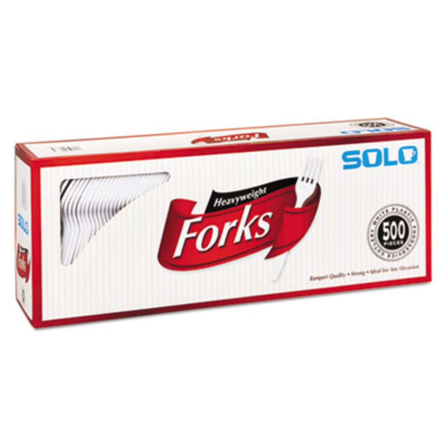 Solo Heavyweight Plastic Cutlery, Forks, White, 6.41", 500/Ct