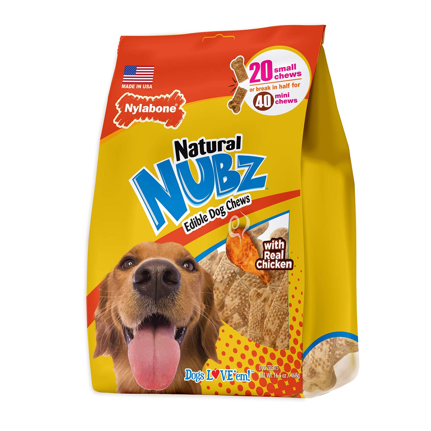 Nylabone Nubz Budz Natural Long Lasting Edible Dog Chews 20 Count Small - Up to 30 lbs.