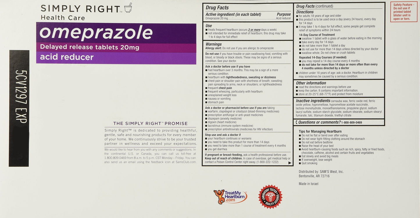 Member's Mark Omeprazole Acid Reducer 3-14 Tablet Cartons for a Total of 42 Tablets