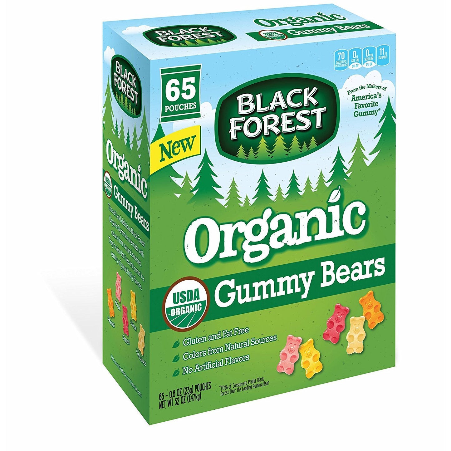 Black Forest Organic Gummy Bears, 65 pk. ( 2 pack ) ( 130 total pouches )