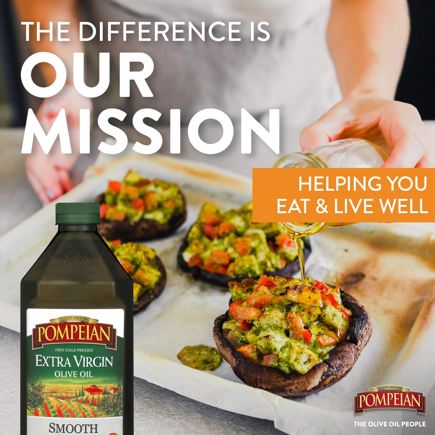 Pompeian Smooth Extra Virgin Olive Oil, First Cold Pressed, Mild and Delicate Flavor, Perfect for Sauteing and Stir-Frying, Naturally Gluten Free, Non-Allergenic, Non-GMO, 68 Fl Oz (Pack of 1)