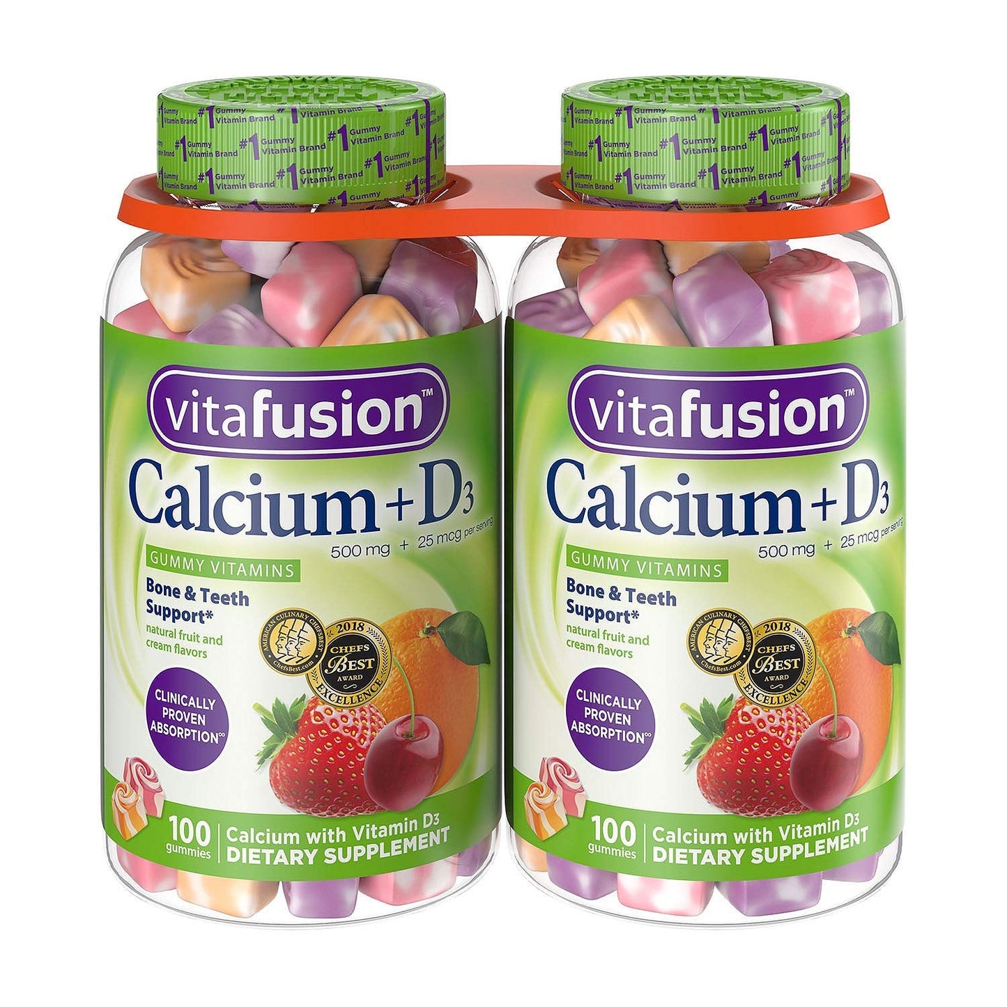 Vitafusion Calcium Gummies, 500 milligrams, 200 Count, Twin Pack