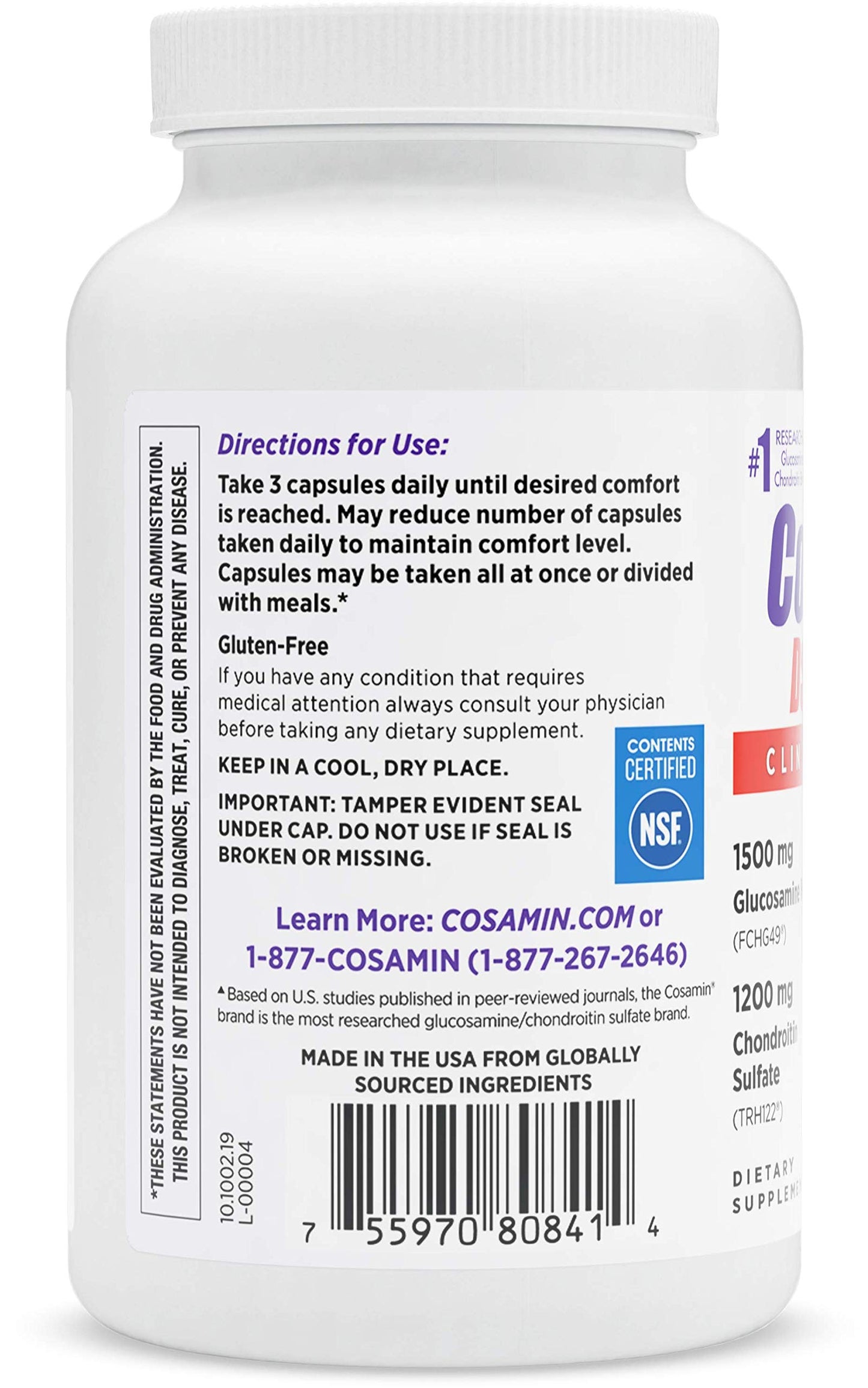Cosamin DS Nutramax Joint Health Supplement with Glucosamine & Chondroitin for Men�s & Women's Joint Health, 210 Capsules
