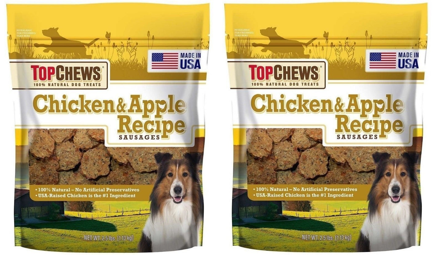 Top Chews Chicken & Apple Sausages 2Pack (40 Ounces Each)