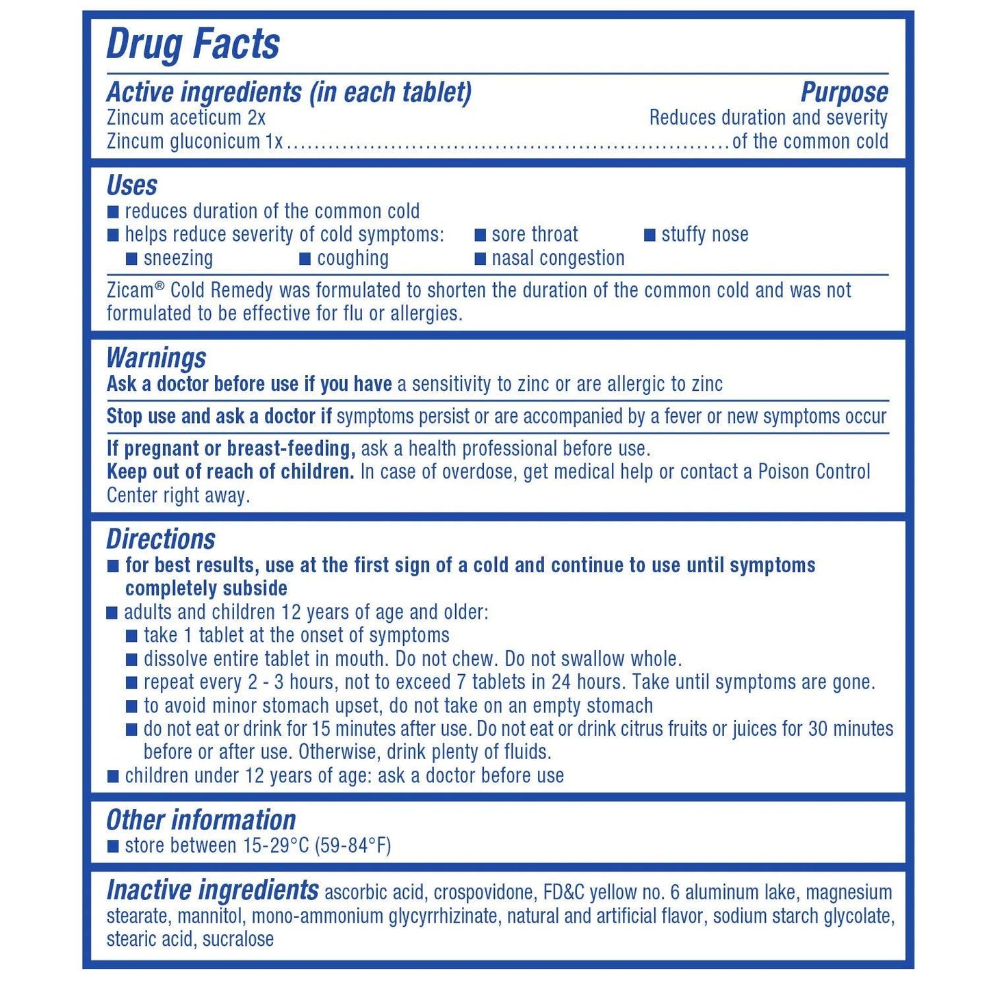 Zicam Zinc Cold Remedy RapidMelts Quick-Dissolve Tablets Citrus Flavor 56ct