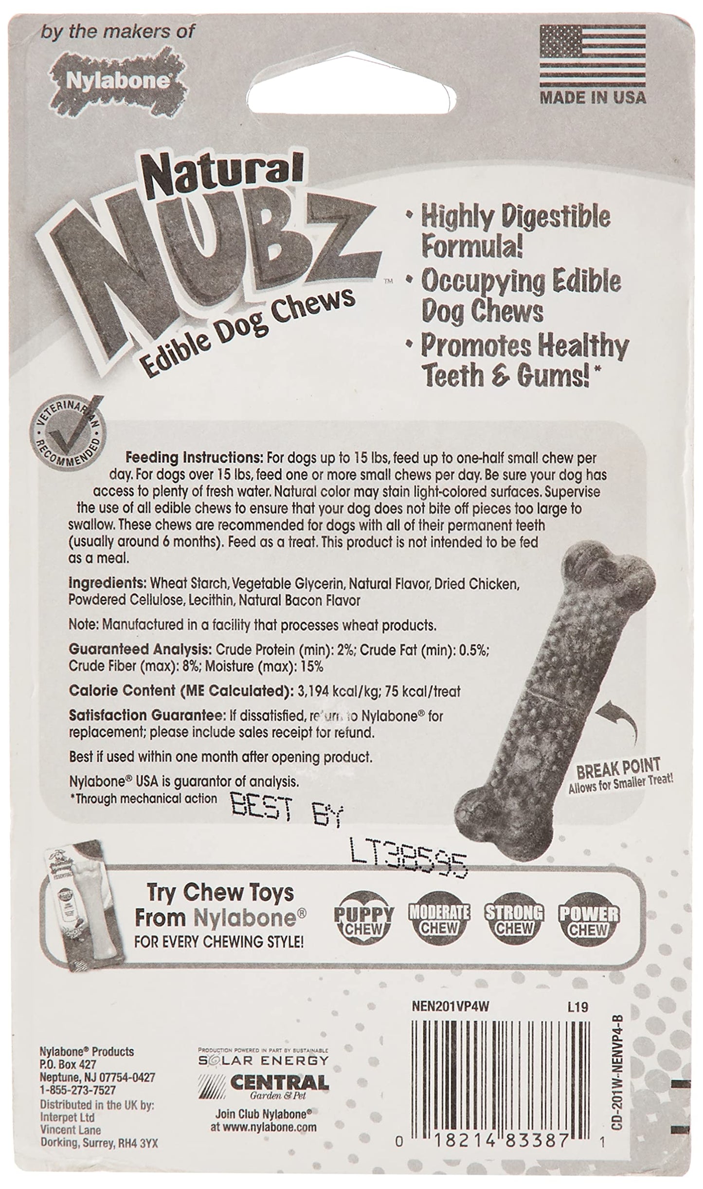 Nylabone Nubz Edbls Dc Chkn 4 Sml
