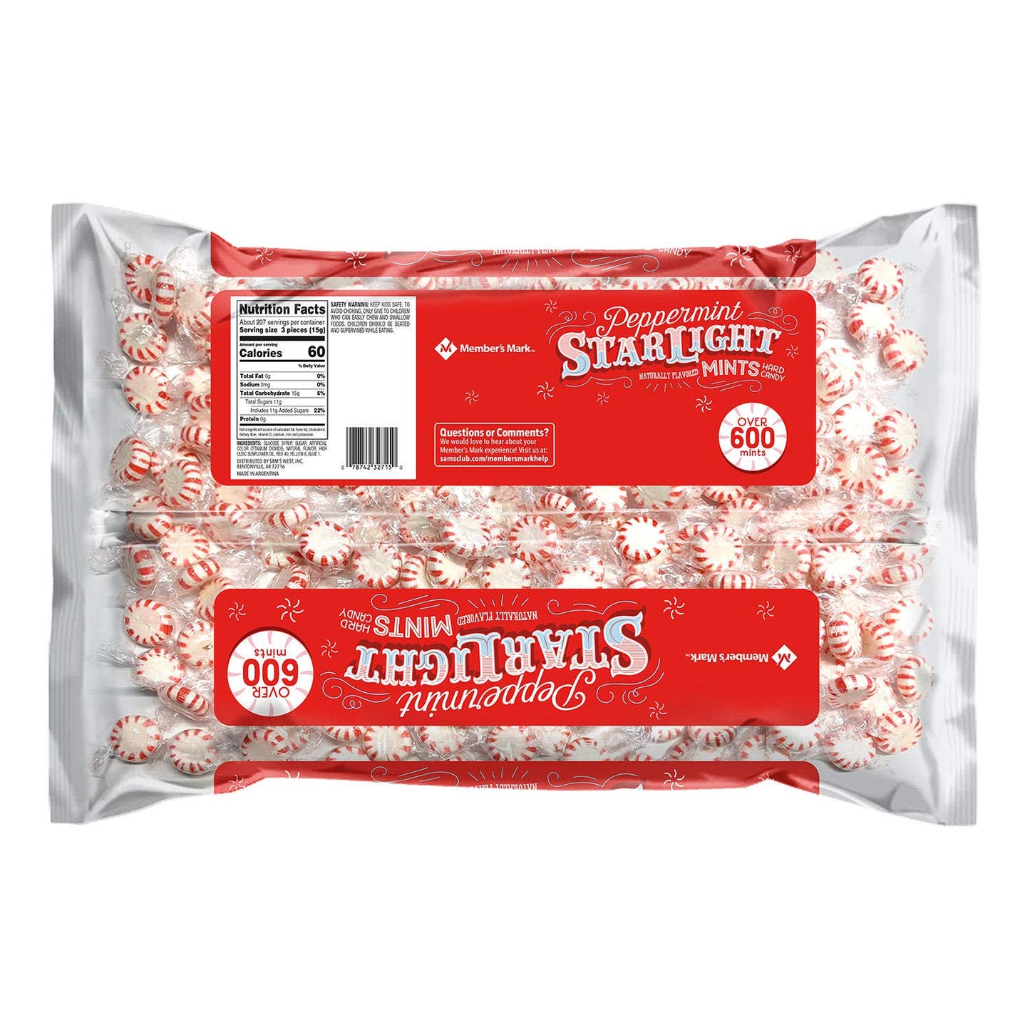 Member's Mark Peppermint Starlight Mints 7 lbs, 600+ ct. (pack of 3) A1