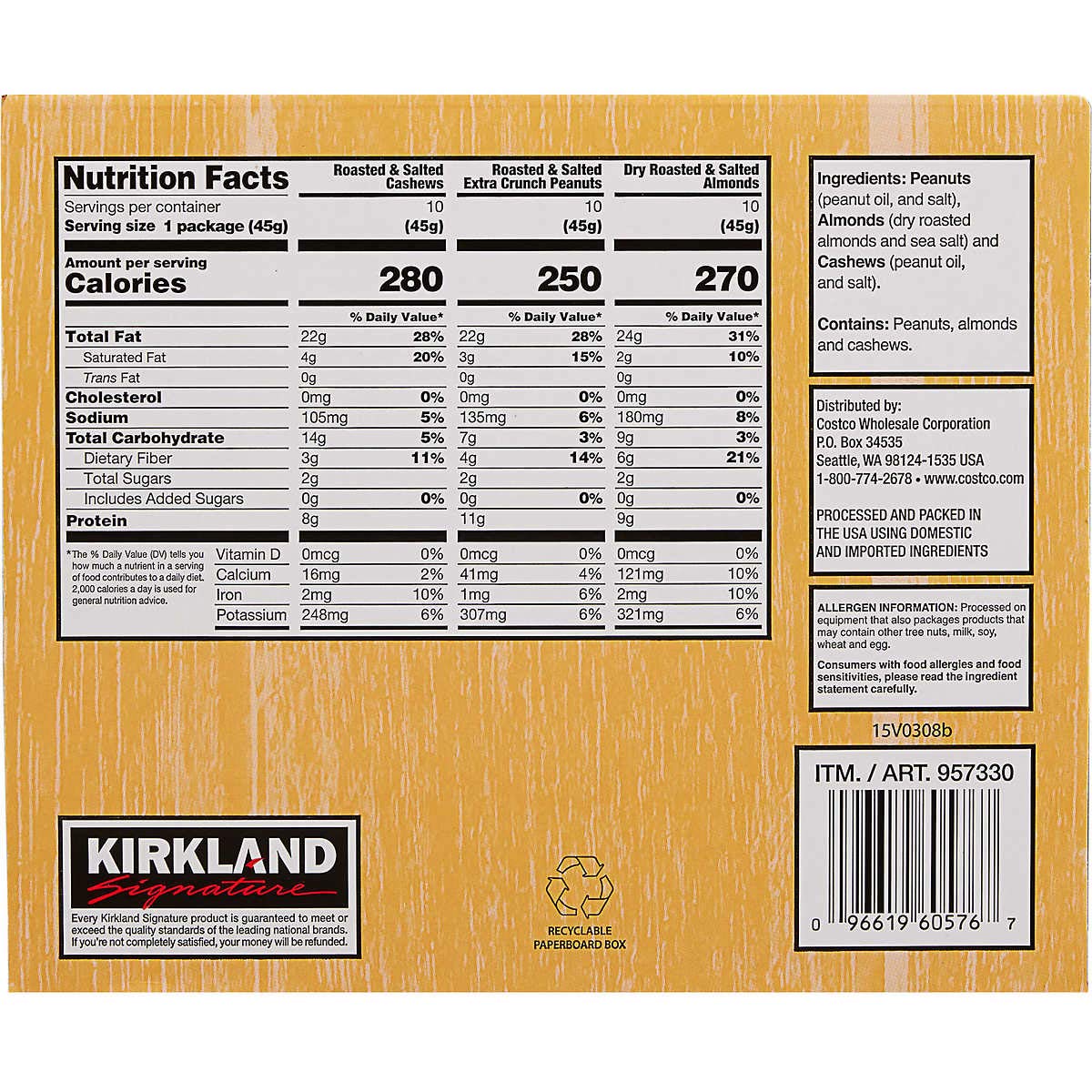 Kirkland Signature Variety Snacking Nuts, 3.0 Pound - Pack of 2