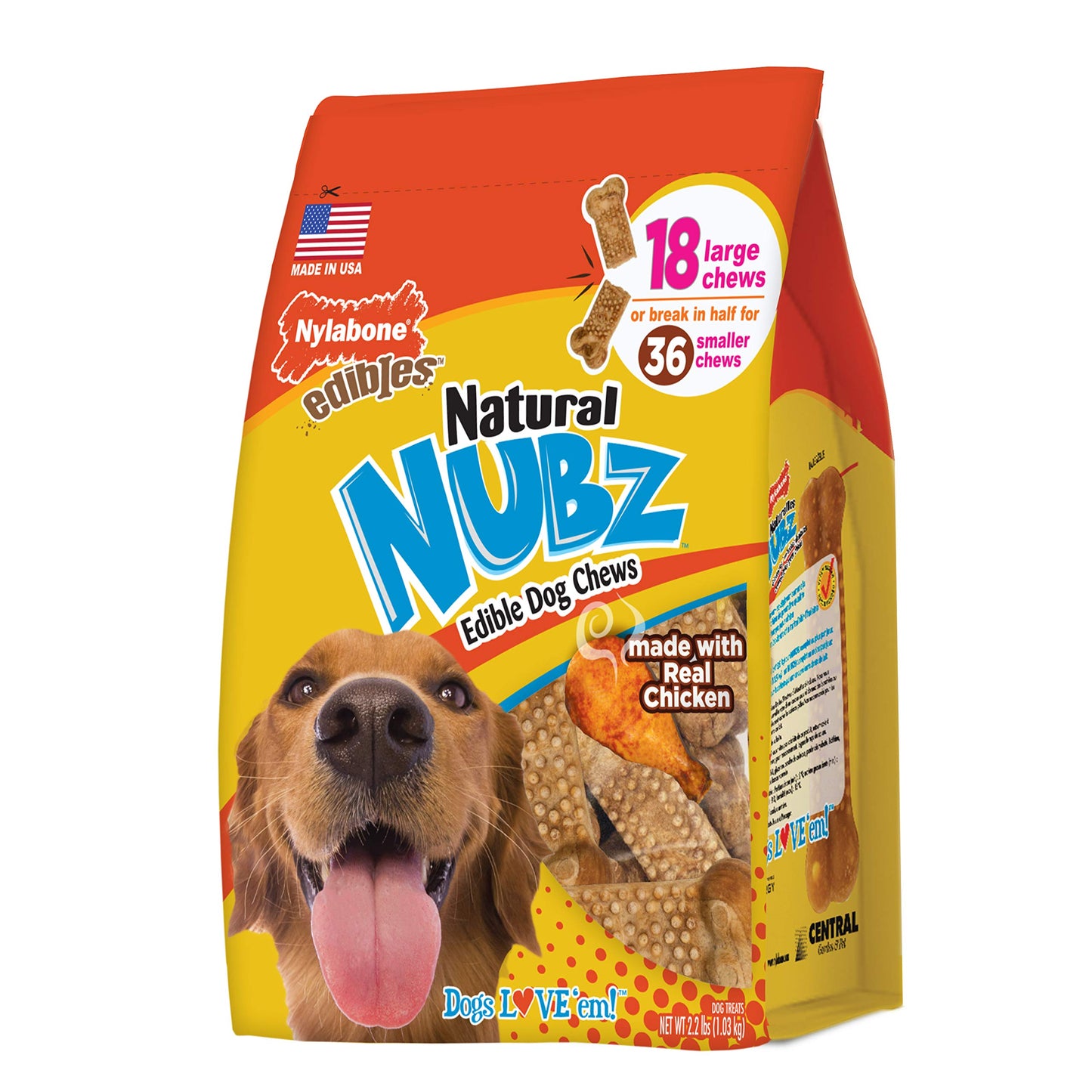Nylabone Nubz Natural Dog Chews, Treats For Large Dogs, 18 Count
