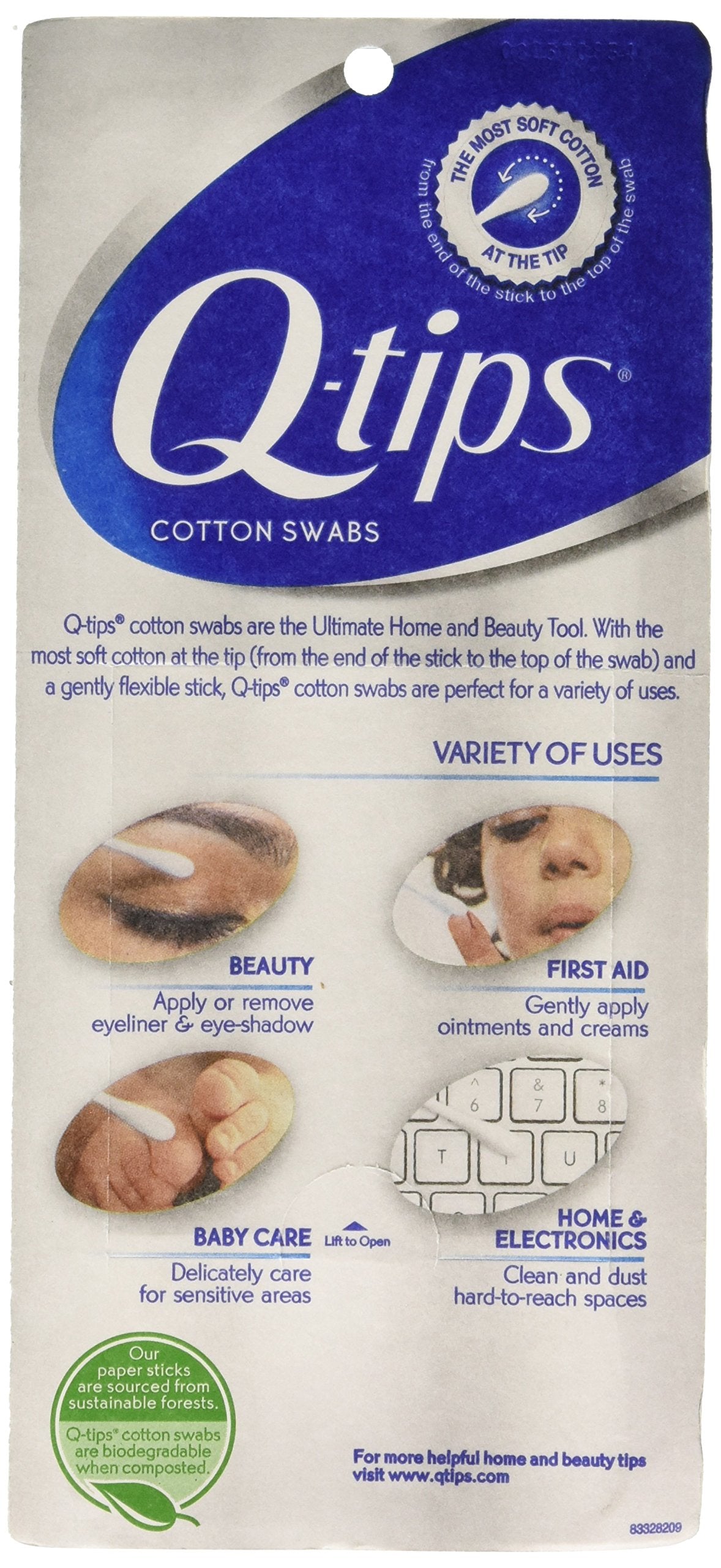 Q-Tips qtip, Cotton Swabs, 625 Count, Pack of 3