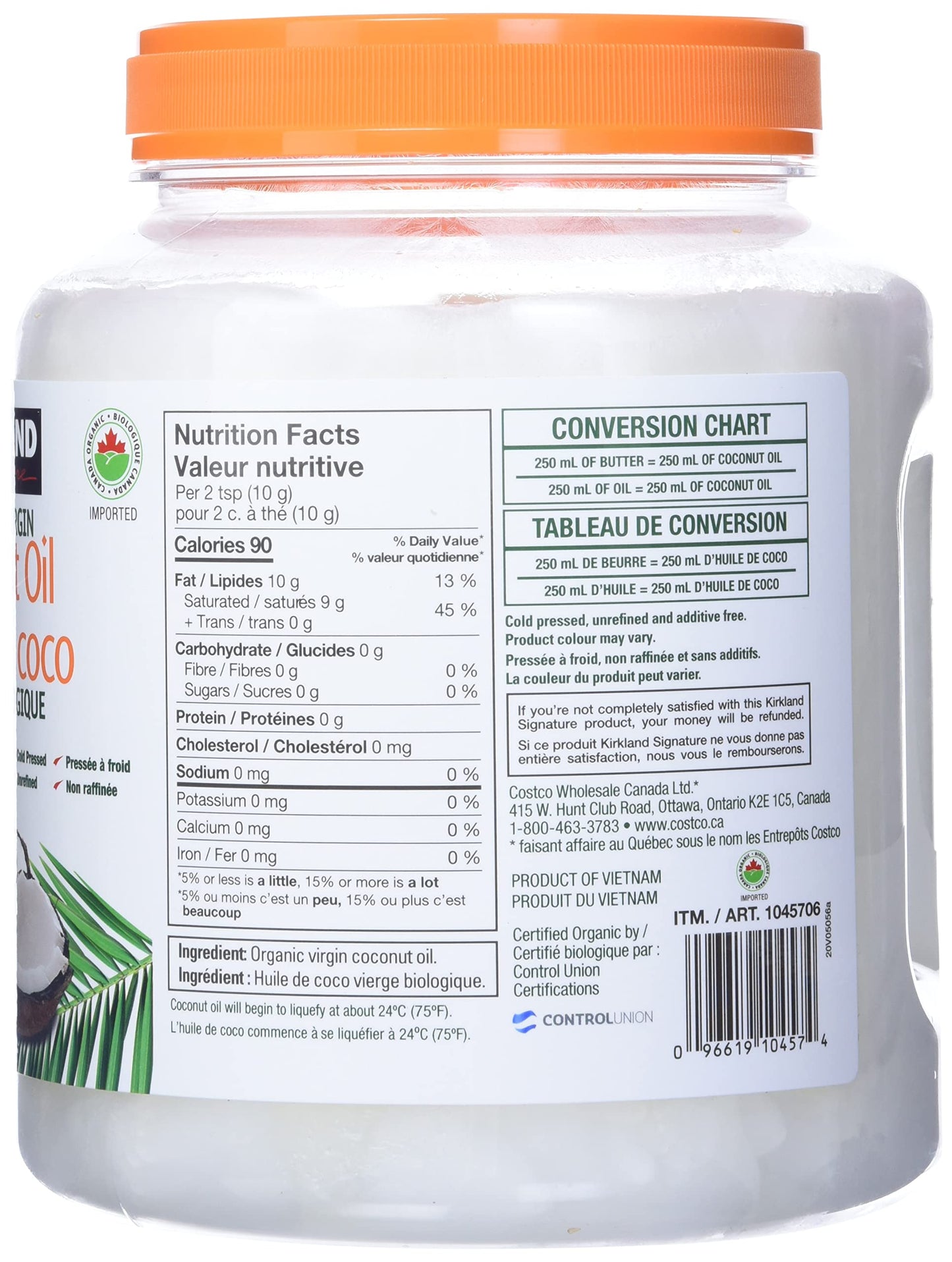 Kirkland Signature Organic Coconut Oil 84 Fl. Oz.