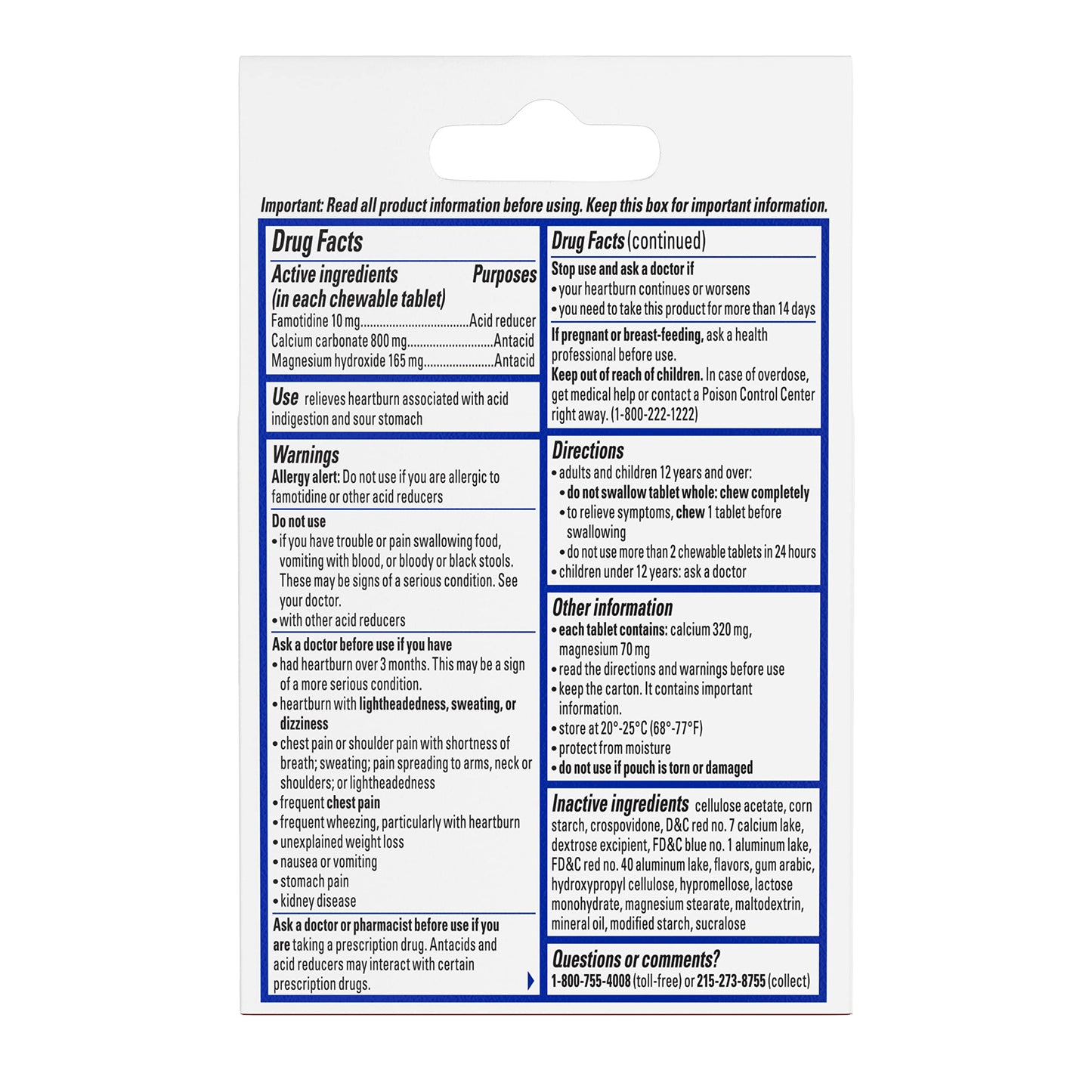 Pepcid Complete Dual Action Acid Reducer + Antacid Chewable Tablets, Berry Flavor, 4 ct.