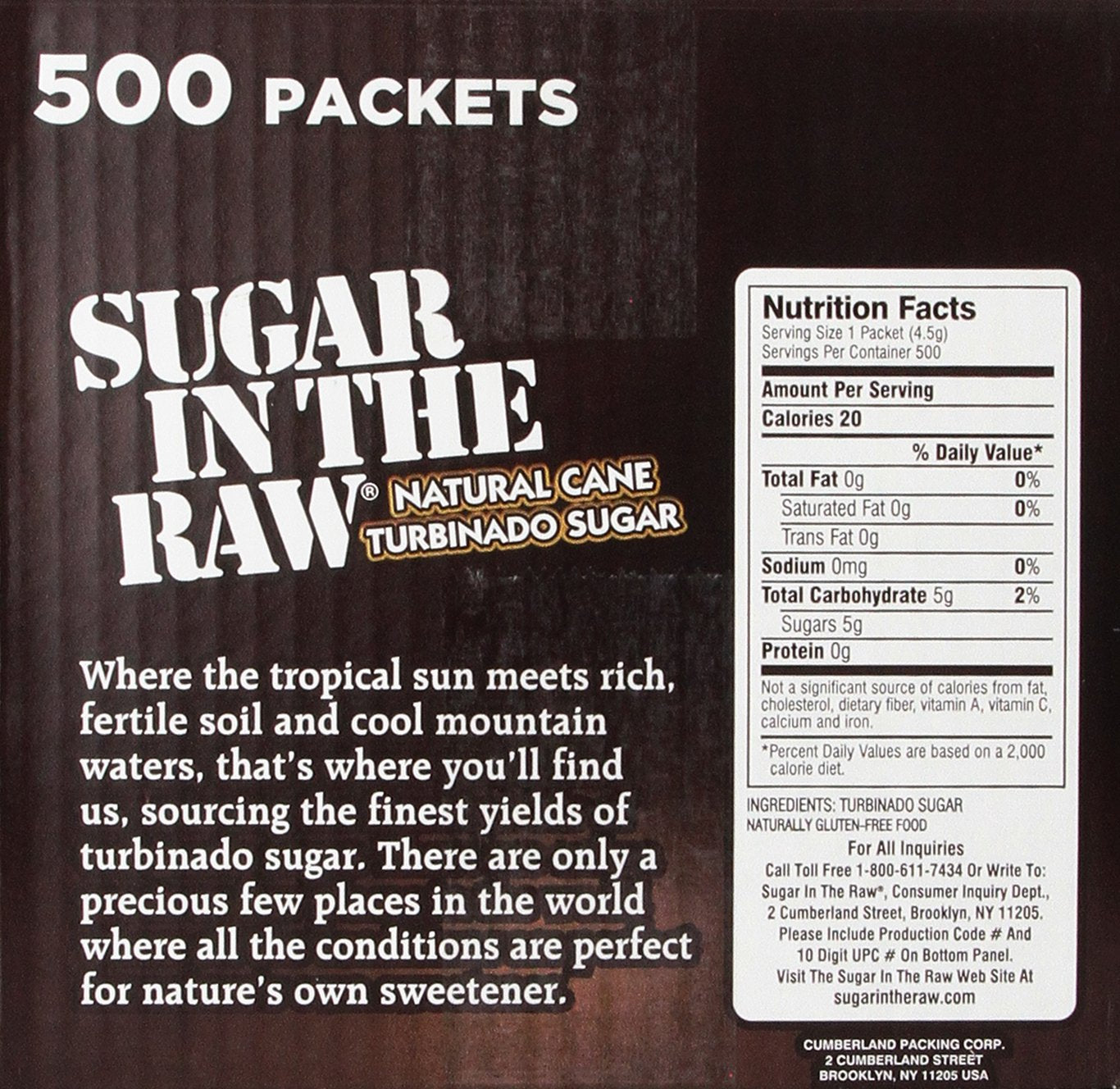 Sugar in the Raw / Raw Sugar Natural Cane Turbinado,500 Count,Pack of 1