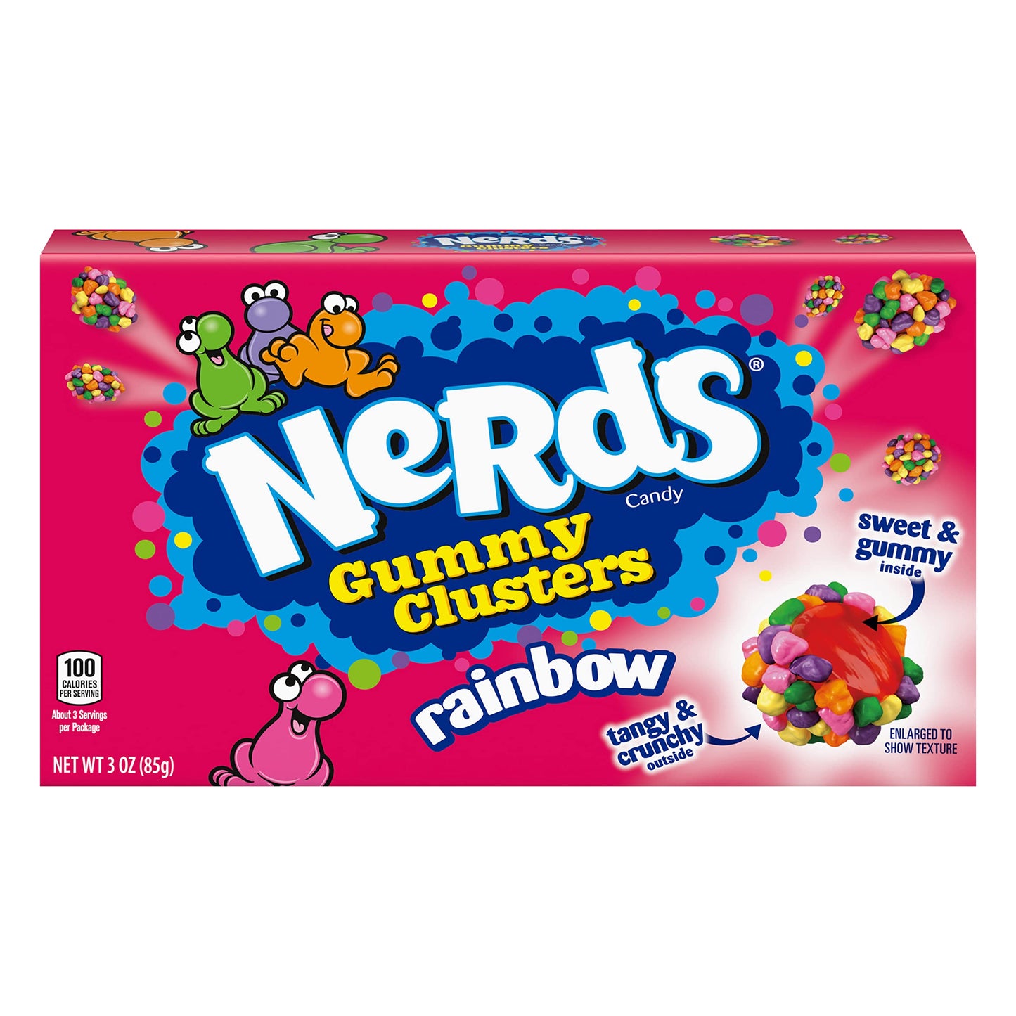 Nerds Gummy Clusters Candy, Rainbow, 3 Ounce Movie Theater Candy Box (Pack of 12)
