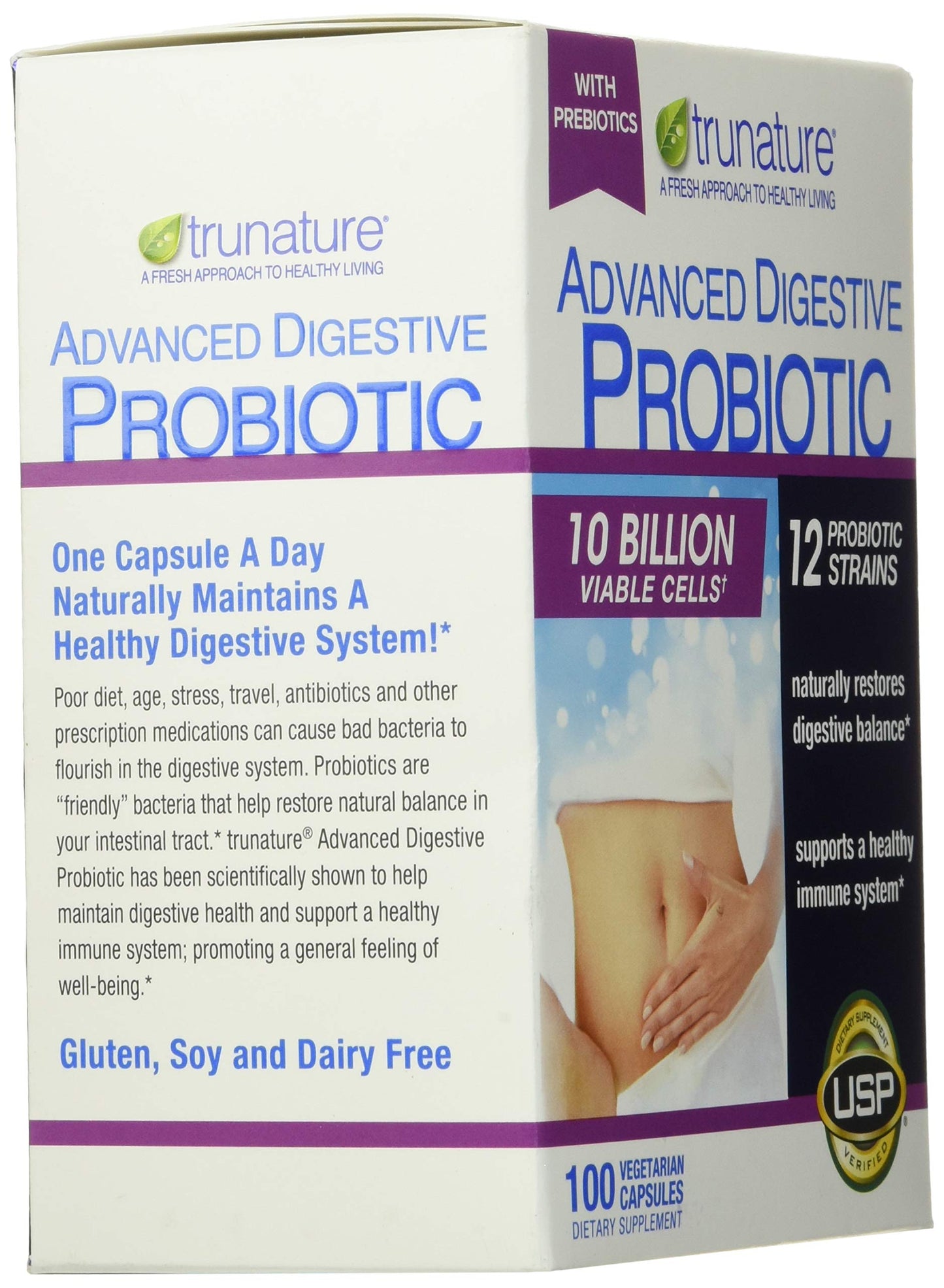 TruNature Advanced Digestive Probiotic, White, 100 Count