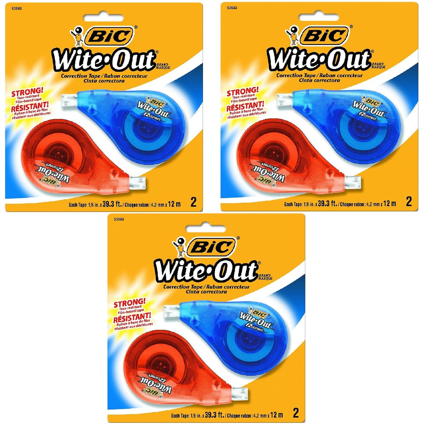 BIC Wite-Out Brand EZ Correct Correction Tape, White, 6 Count