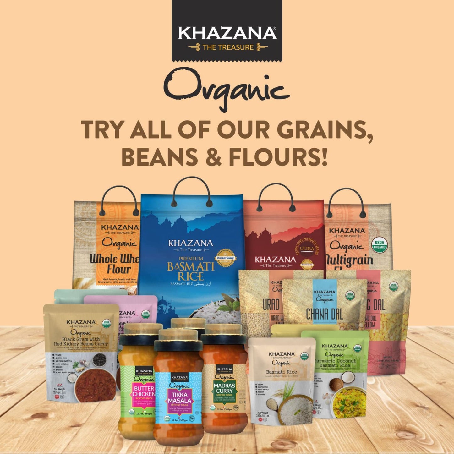 Khazana ORGANIC Whole Wheat Flour 20lb | Non-GMO & Kosher | Ideal For Baking Rolls, Breads, and Buns