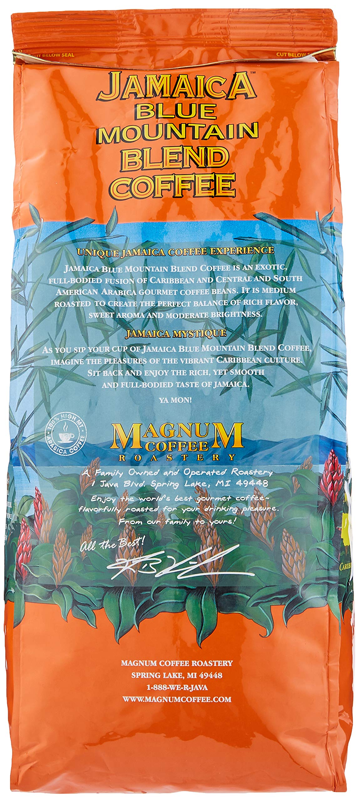 Magnum Jamaica Blue Mountain Coffee Blend - 2lbs Whole Bean (4 Pack)