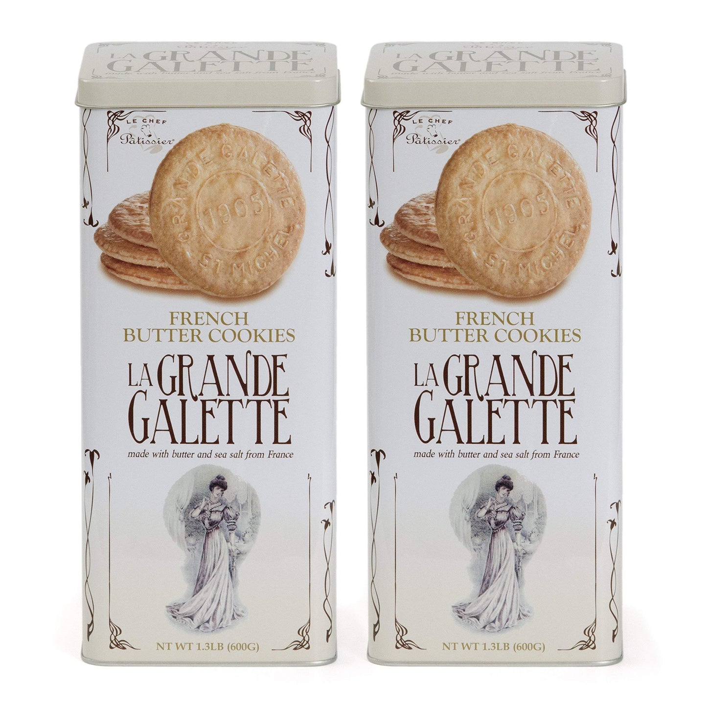 LE CHEF PATISSIER, La Grande Galette French Butter Cookies - PACK OF 2 - SET OF 6
