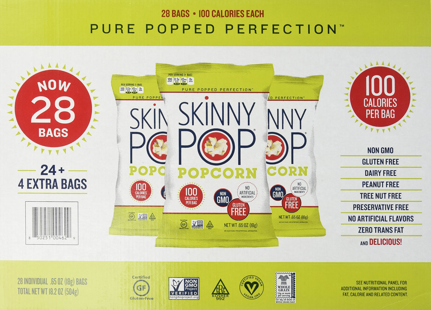 SkinnyPop Popcorn 28Count, 0.65 oz