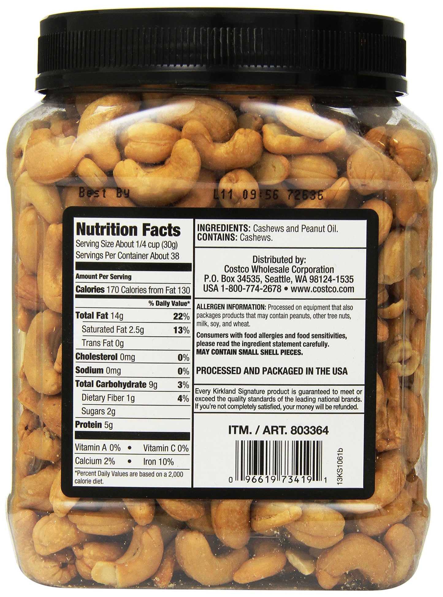 Kirkland Signature Kirkland Signature Unsalted Cashews, 2.5 Pound