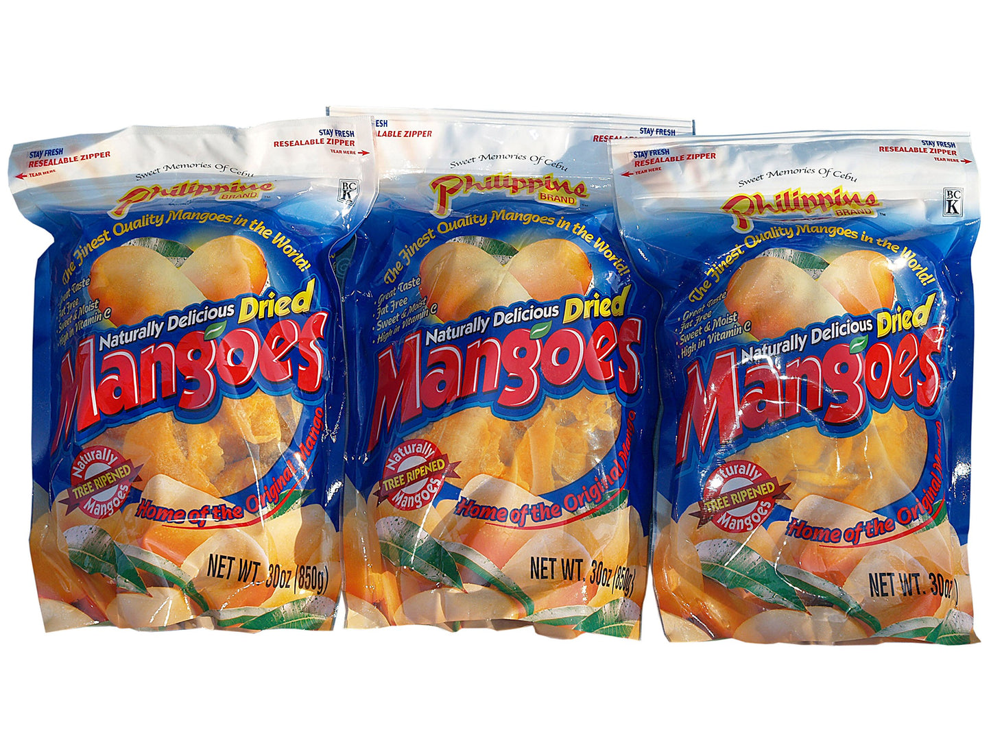 Philippine Brand Naturally Delicious Dried Mangoes Tree Ripened 30 Ounces (Pack of 3)