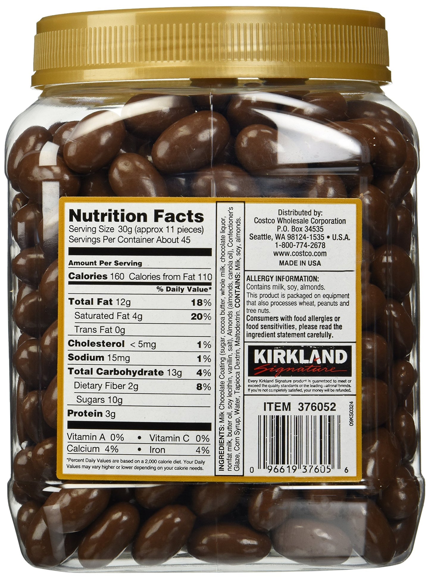 Kirkland Signature Milk Chocolate Almonds 2 Pack JAR