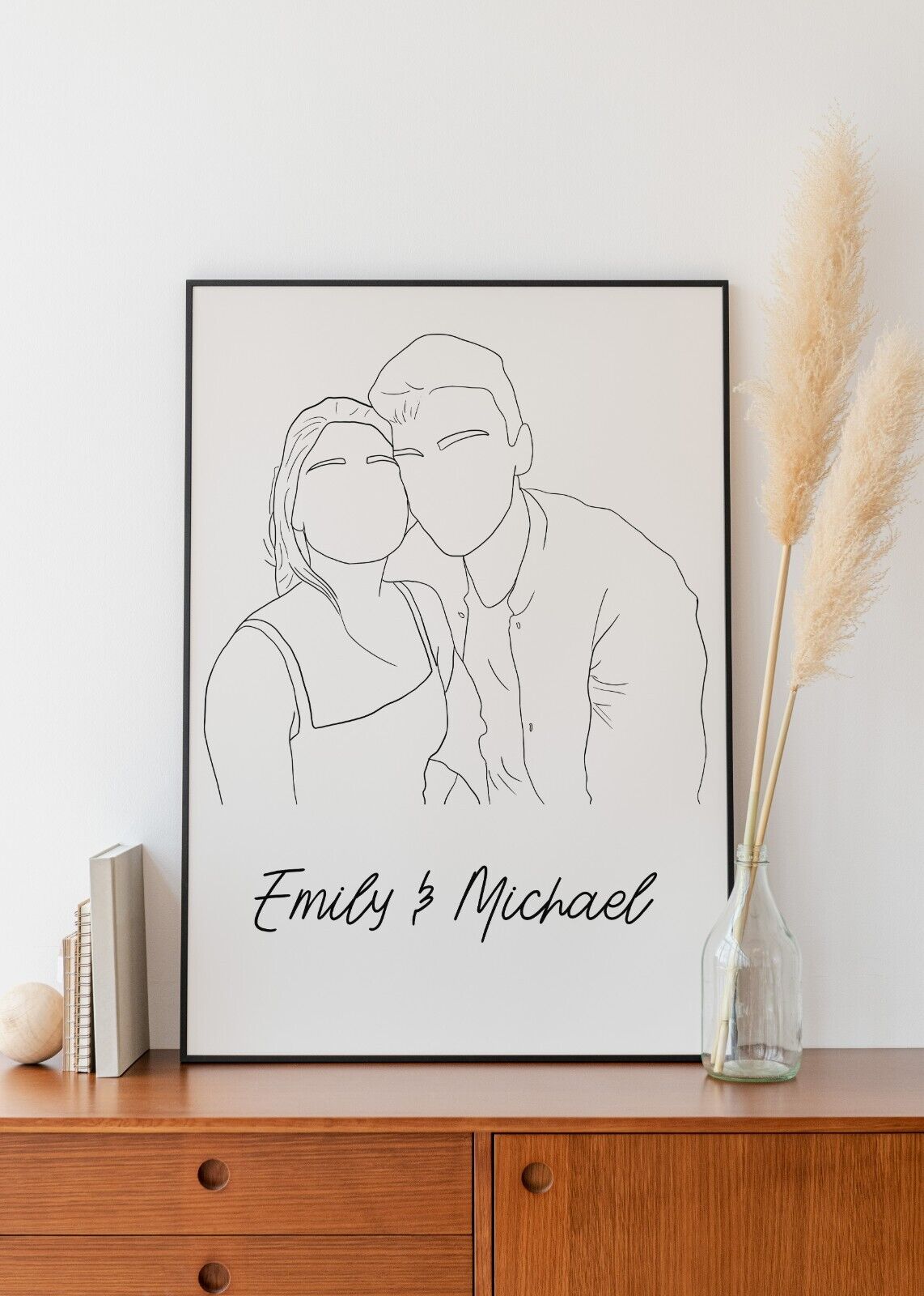 Personalized drawing, Custom one line drawing , One line portrait, custom gift