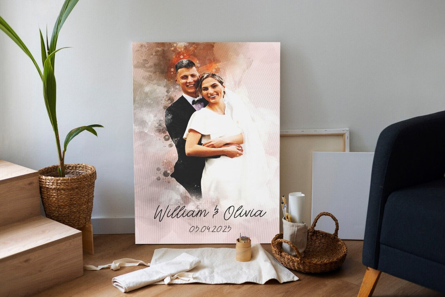 Personalized Wedding Portrait, Painting from Photo, Custom Watercolor Print