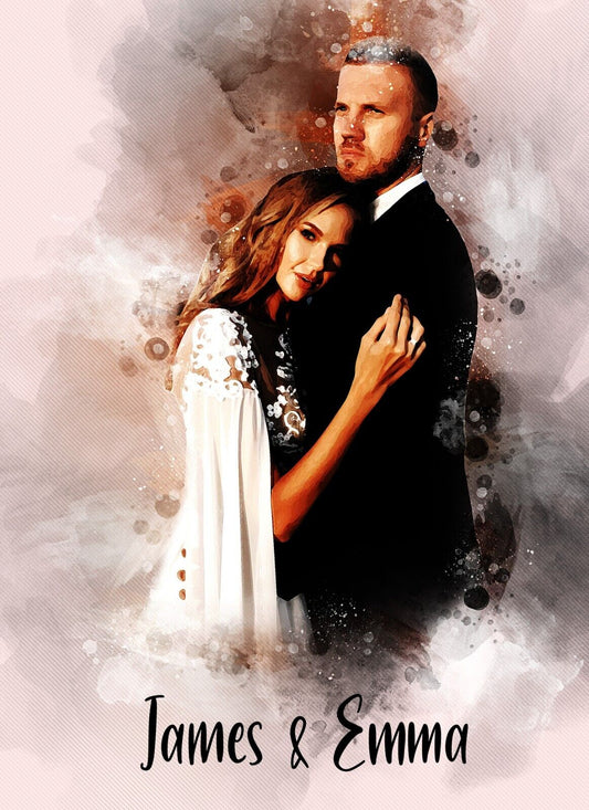Personalized Wedding Portrait, Painting from Photo, Custom Watercolor Print