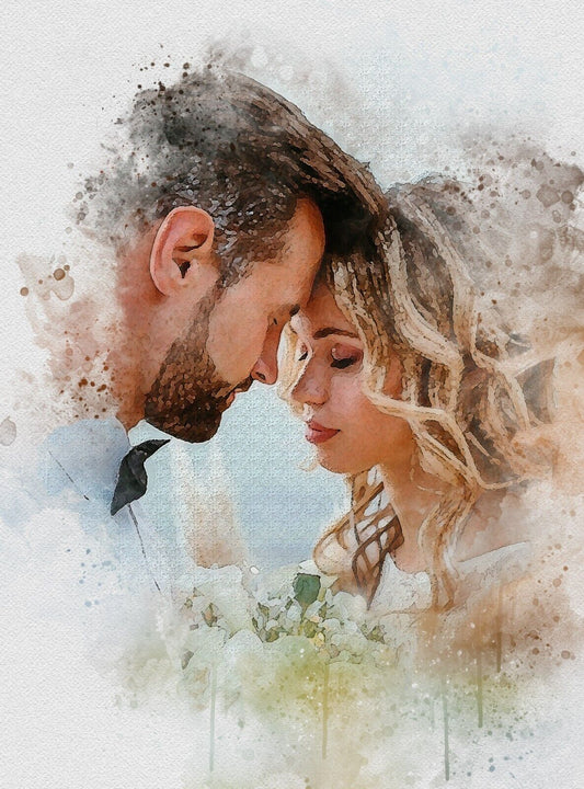 Custom watercolor portrait Painting from photo wedding anniversary engagement