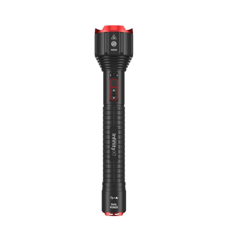 Infinity X1 10,000L Dual Power Rechargeable Flashlight - 10,000 Lumens Ultra-Bright Tactical LED Torch, 6 Light Modes, Power Bank USB-C Port & Powerlock Technology
