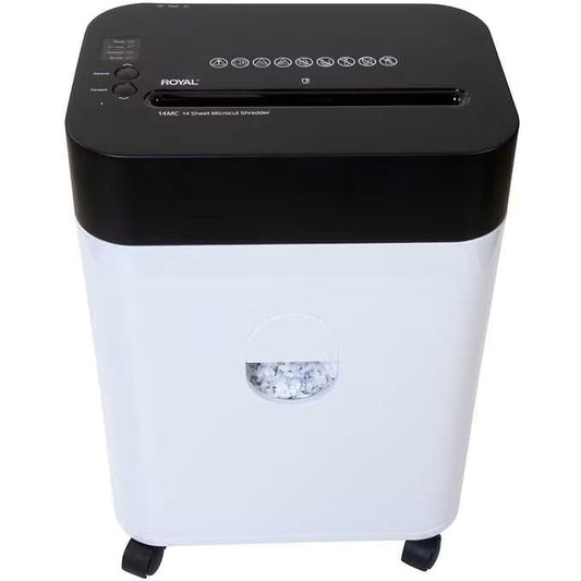 Royal Shredder Micro-Cut Paper Shredder, 14-Sheet, Black/White
