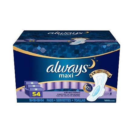 Always Maxi Overnight, Extra Heavy (54 ct.)