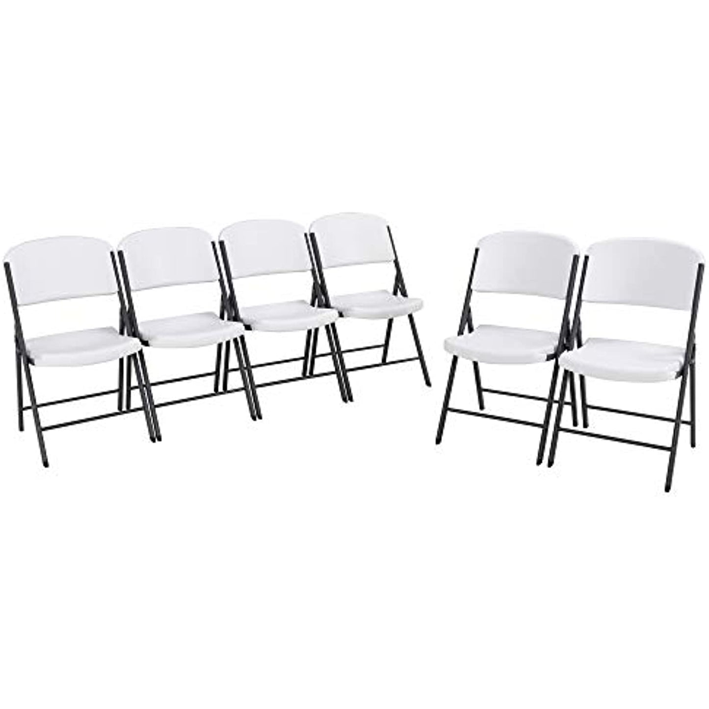 LIFETIME Commercial Grade Folding Chairs, 6 Pack, White Granite