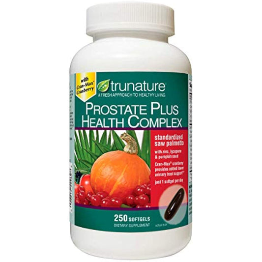 TruNature Prostate Plus Health Complex - Saw Palmetto with Zinc, Lycopene, Pumpkin Seed, Cranberry - 250 Softgels (1 Bottle)