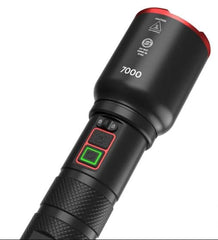 7000 Lumen Rechargeable Flashlight Dual Power with USB Ports Adjustable Beam Focus AA Battery Option Aluminum Body 3 Modes for Home Camping Work