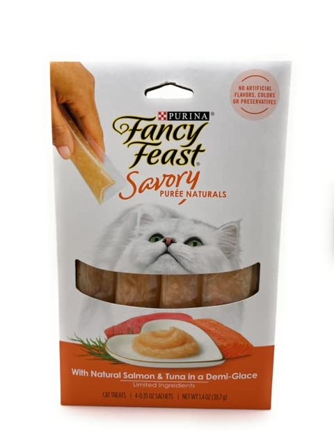 Fancy Feast Savory Pur�e Naturals With Natural Salmon & Tuna In A Demi-Glace Cat Treats