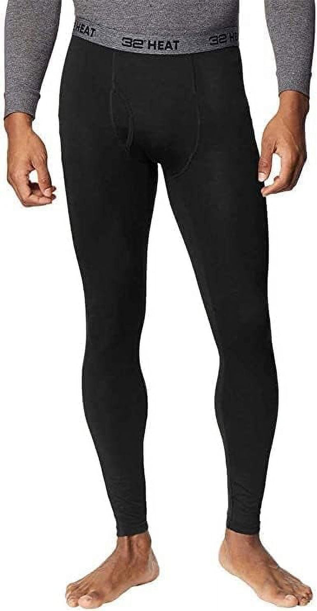 32 Degrees Men's 2-Pack Performance Lightweight Thermal Baselayer Legging Pant, Black/Black, Large