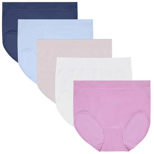 Carole Hochman Womens 5 Pack Seamless Brief (US, Alpha, Medium, Regular, Regular, Blue/Lavender)