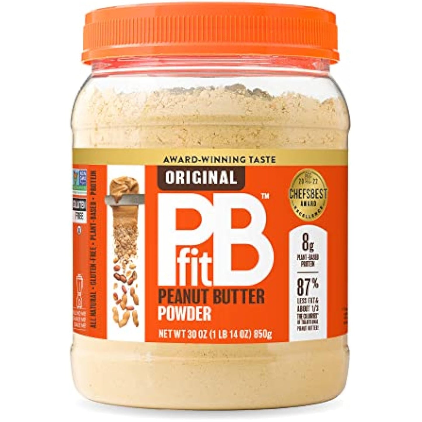 PBfit All-Natural Peanut Butter Powder, Powdered Peanut Spread From Real Roasted Pressed Peanuts, 8g of Protein 8% DV, 30 Ounce (Pack of 1)