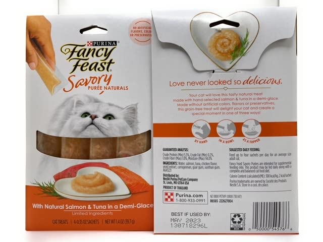 Fancy Feast Savory Pur�e Naturals With Natural Salmon & Tuna In A Demi-Glace Cat Treats