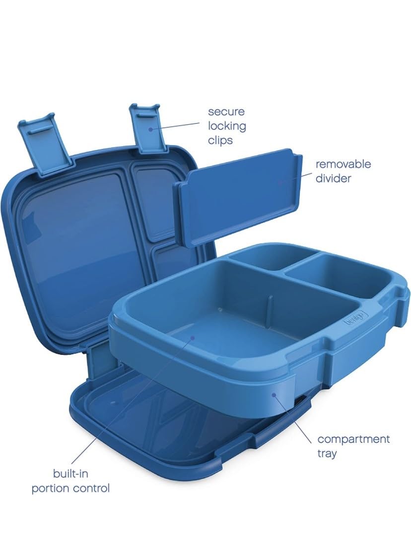 Bentgo Fresh (Blue/Green 2 PACK) - New & Improved Leak-Proof, Versatile 4-Compartment Bento-Style Lunch Box, QQC4999