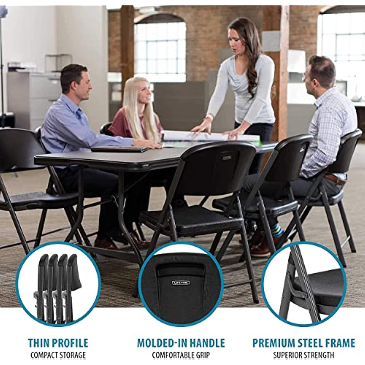 Lifetime Folding Chair with Black Color Model#80887U (4, Black)