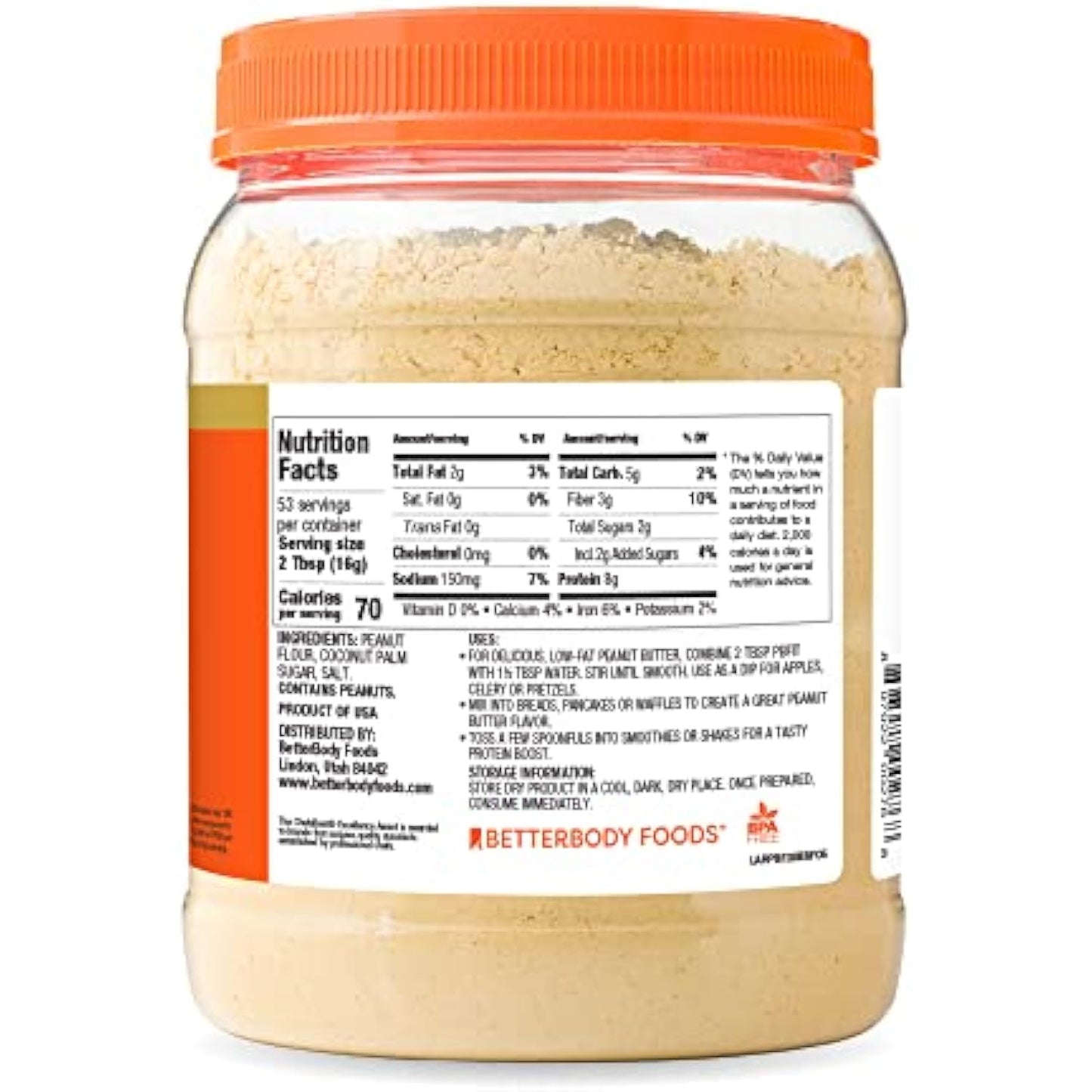 PBfit All-Natural Peanut Butter Powder, Powdered Peanut Spread From Real Roasted Pressed Peanuts, 8g of Protein 8% DV, 30 Ounce (Pack of 1)