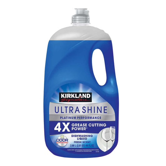Kirkland Signature Ultra Shine Liquid Dish Soap, Fresh, 90 Fluid Ounce