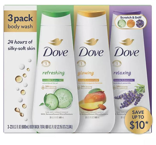 Dove Refresh, Glow & Relax Body Wash Collection (23 fl. oz., 3 pk.)